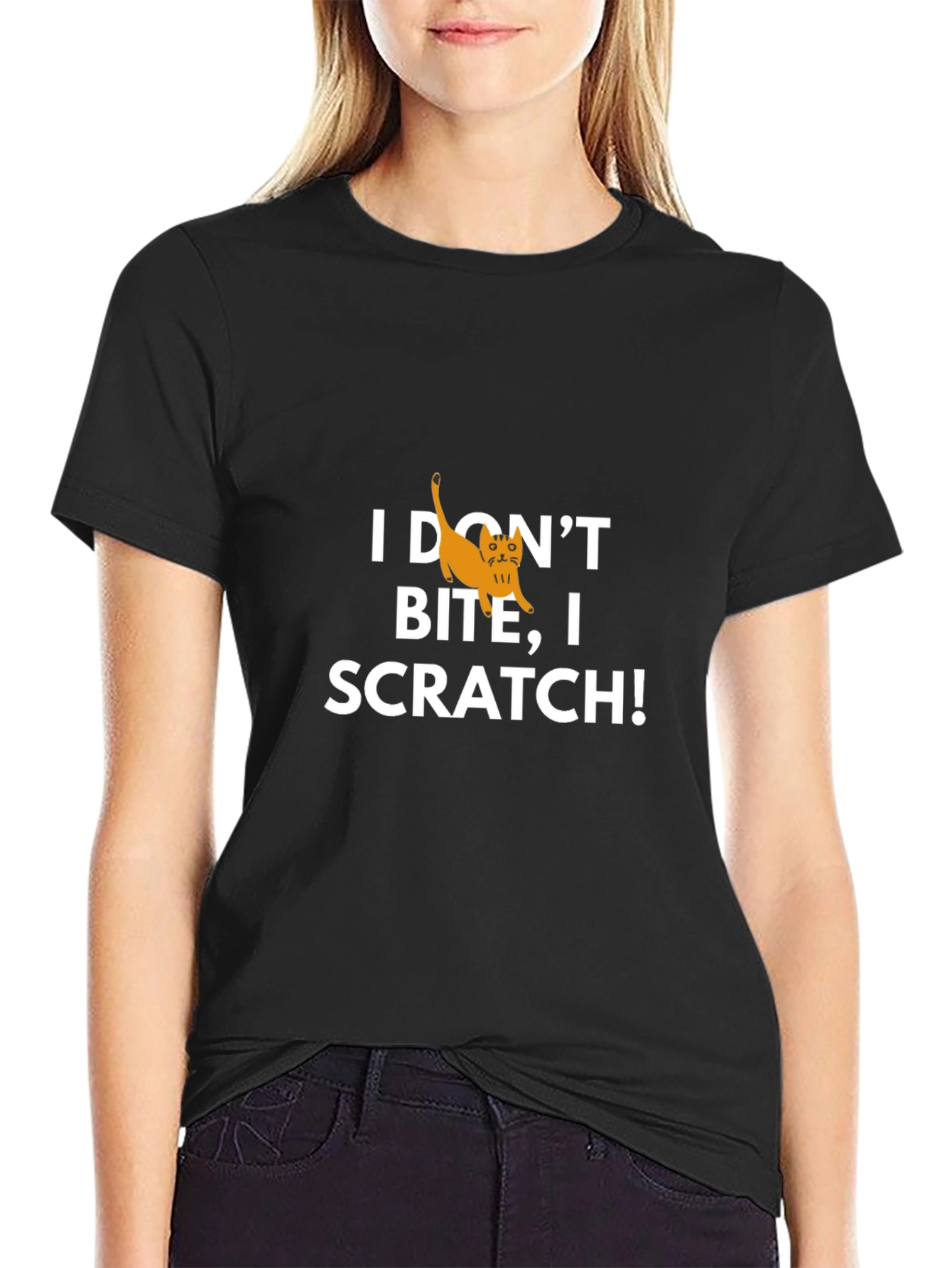 I Dont Bite I Scratch! Cat Graphic Tee