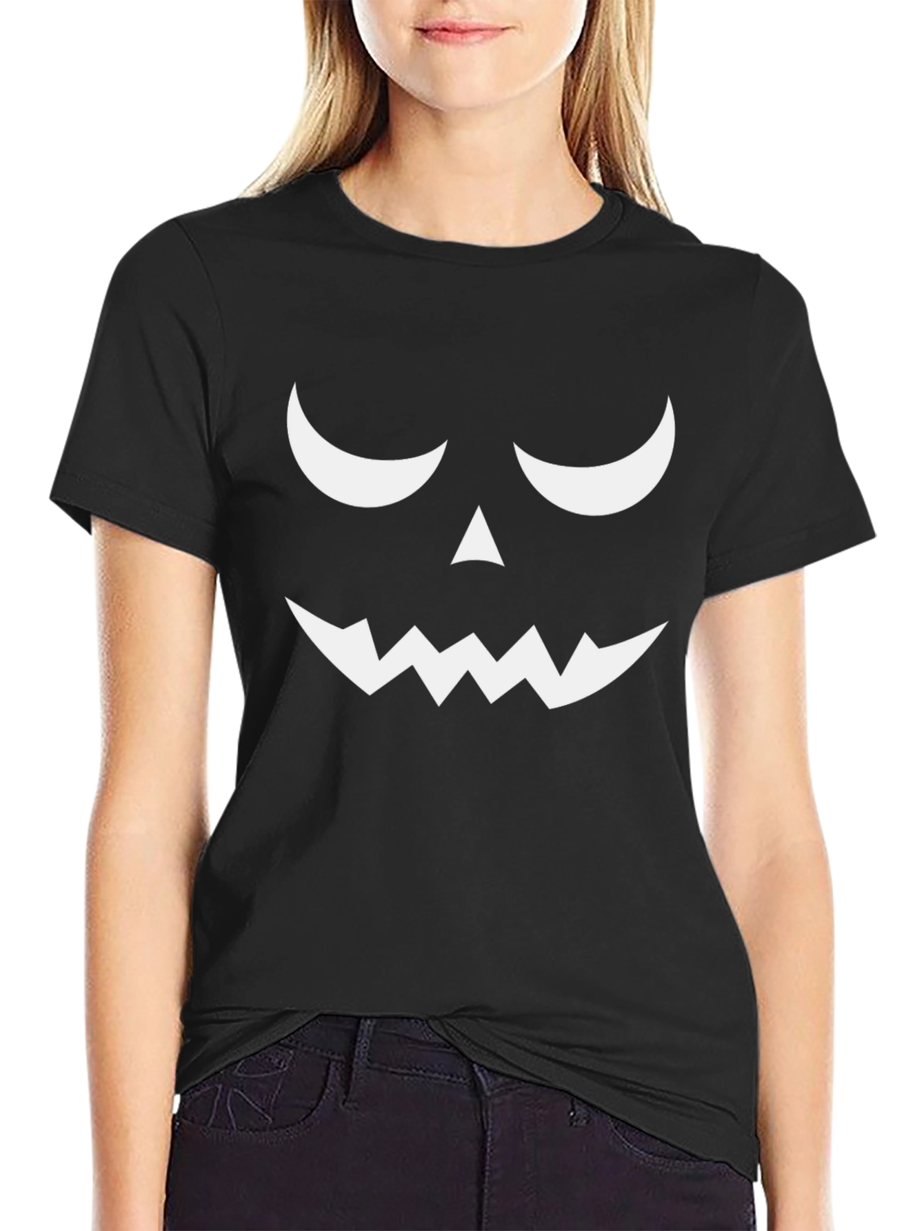 Halloween Pumpkin Face Black T-Shirt