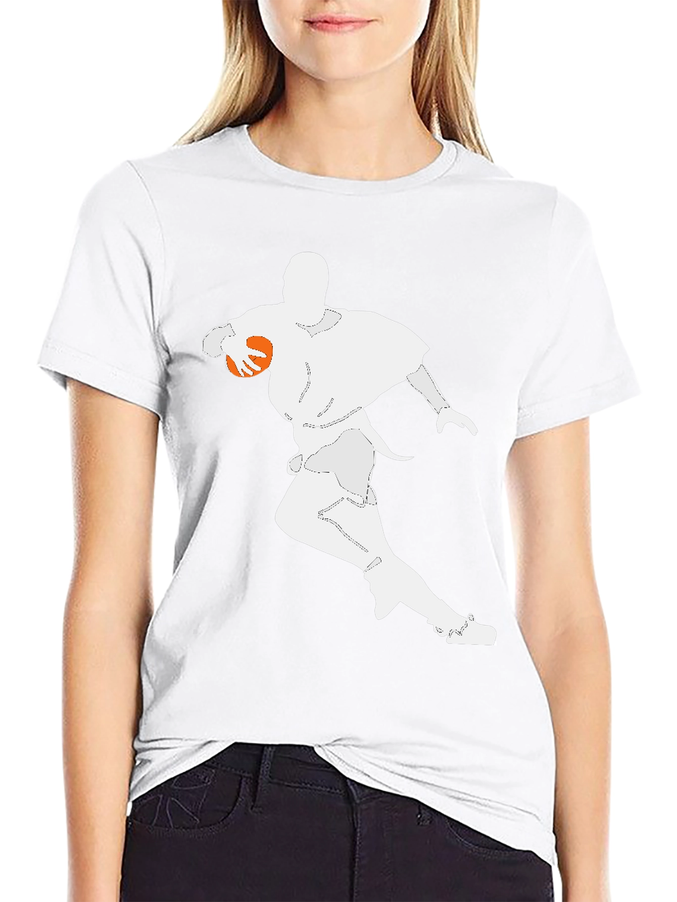 Football Player Graphic Tee - Black Cotton T-Shirt