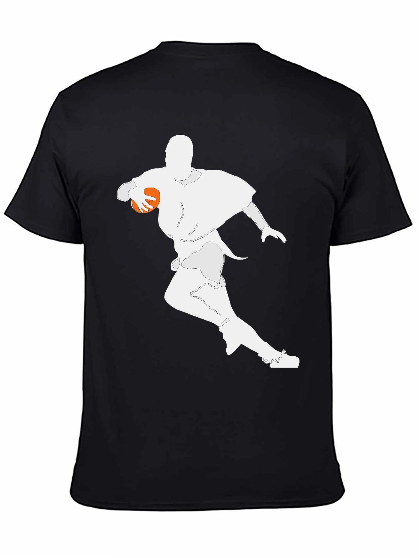 Football Player Graphic Tee - Black Cotton T-Shirt