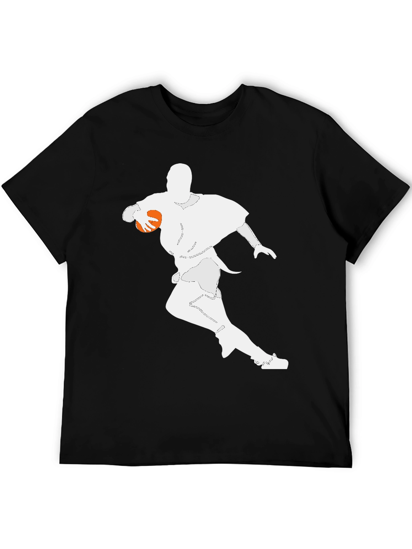 Football Player Graphic Tee - Black Cotton T-Shirt
