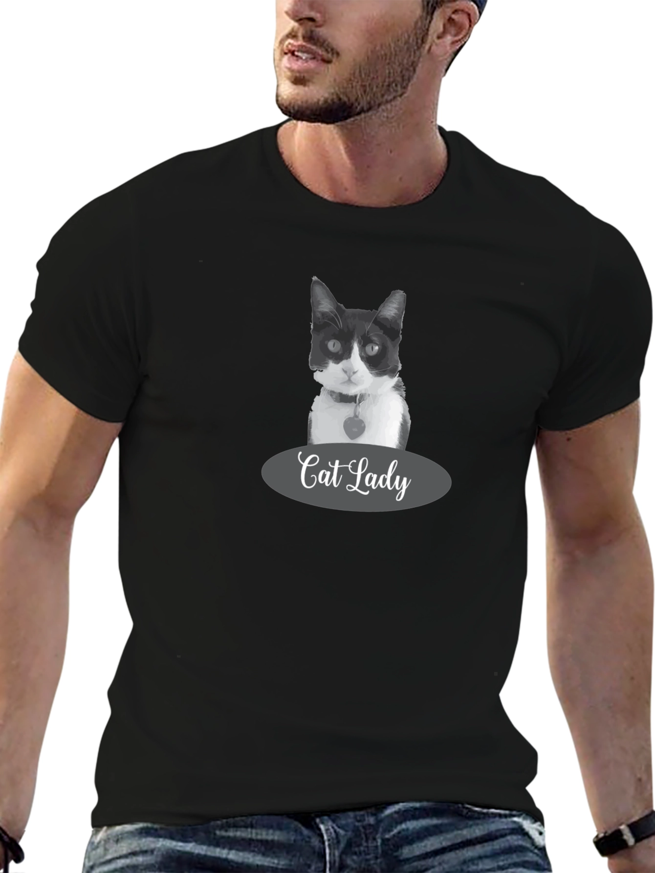 Cat Lady Black T-Shirt - Stylish Pet Lover Apparel