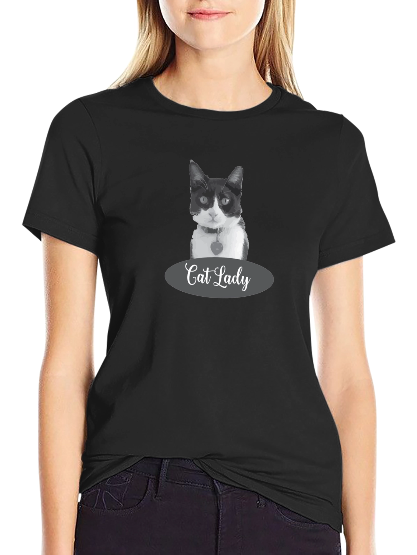 Cat Lady Black T-Shirt - Stylish Pet Lover Apparel