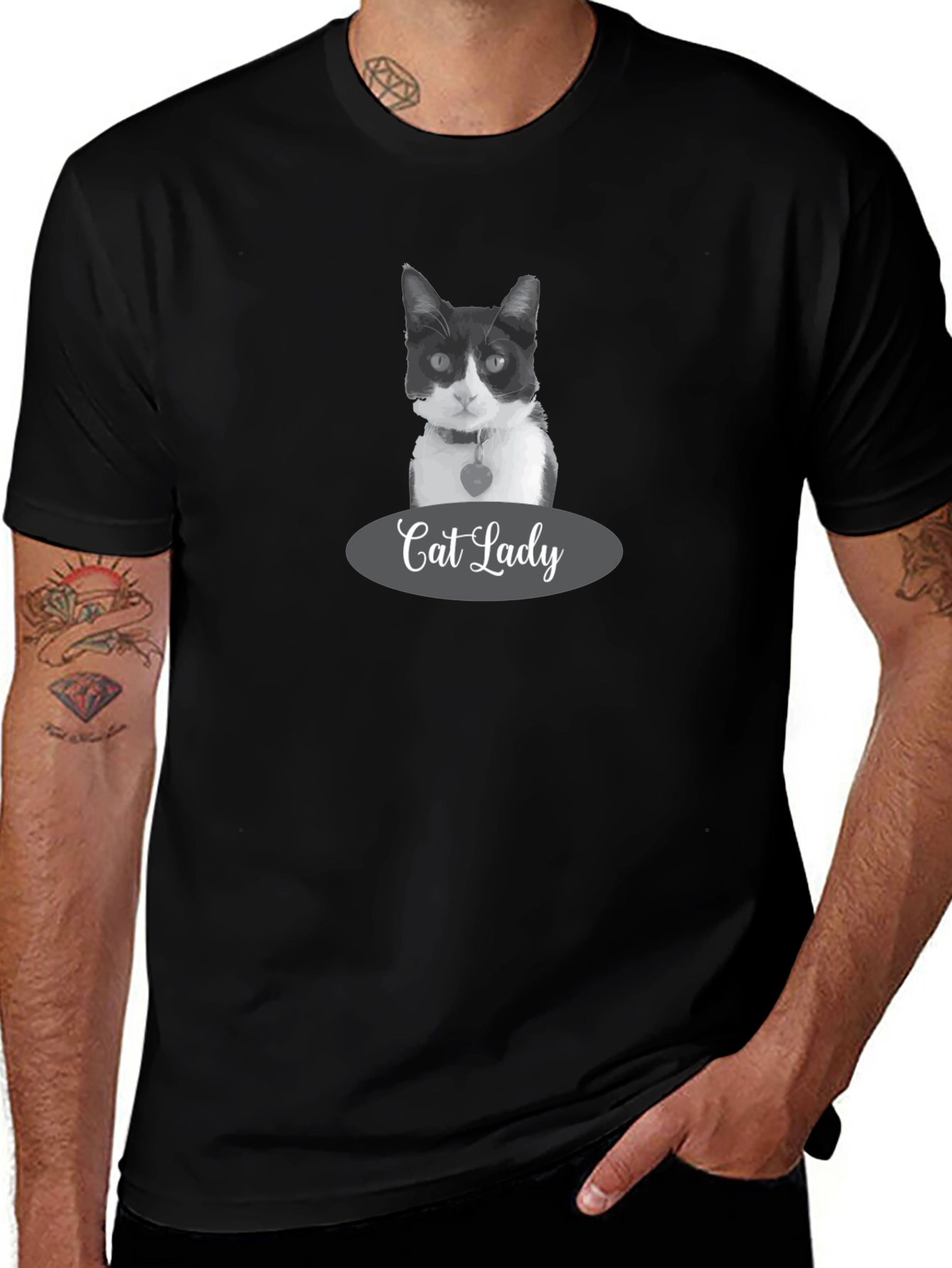 Cat Lady Black T-Shirt - Stylish Pet Lover Apparel