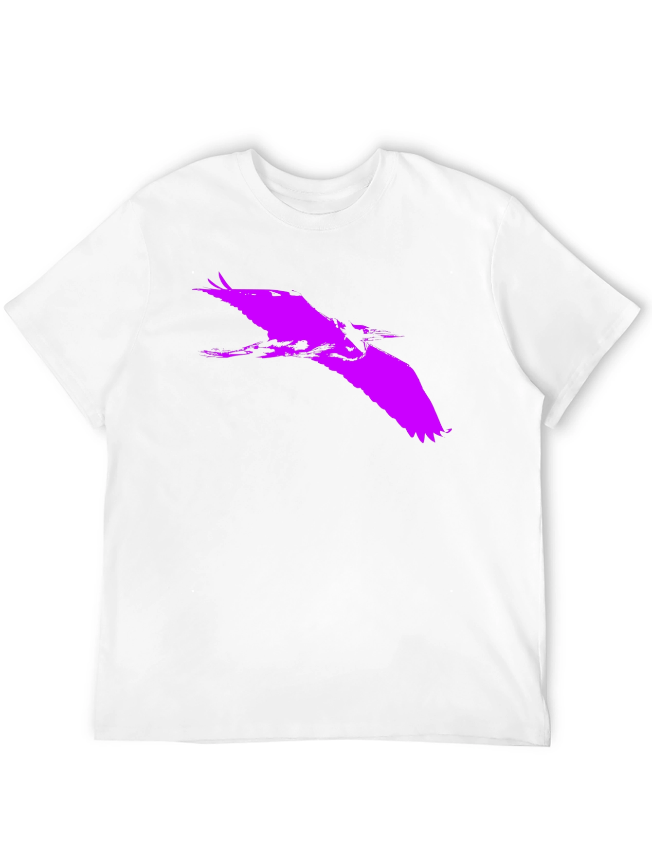 Bold Purple Heron Silhouette on Black Tee