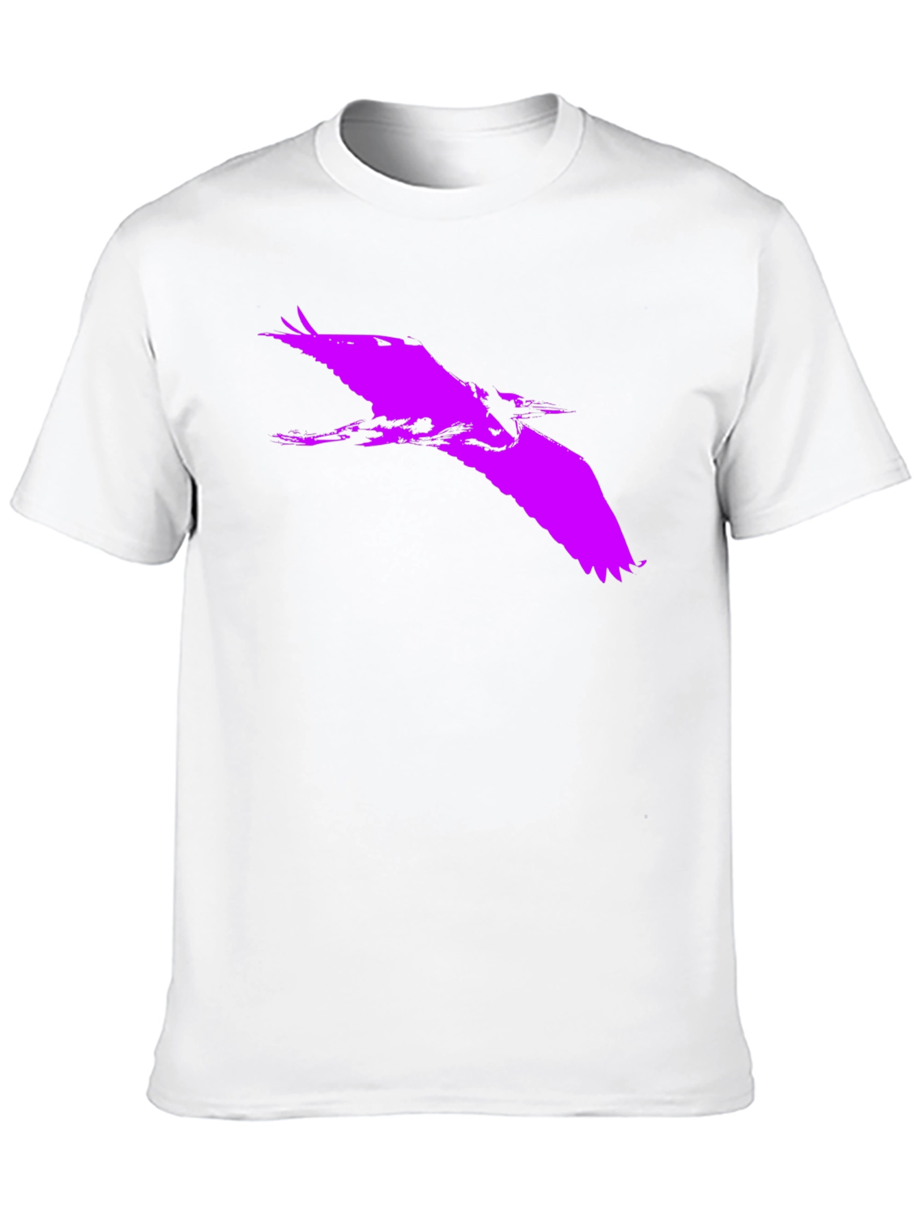 Bold Purple Heron Silhouette on Black Tee