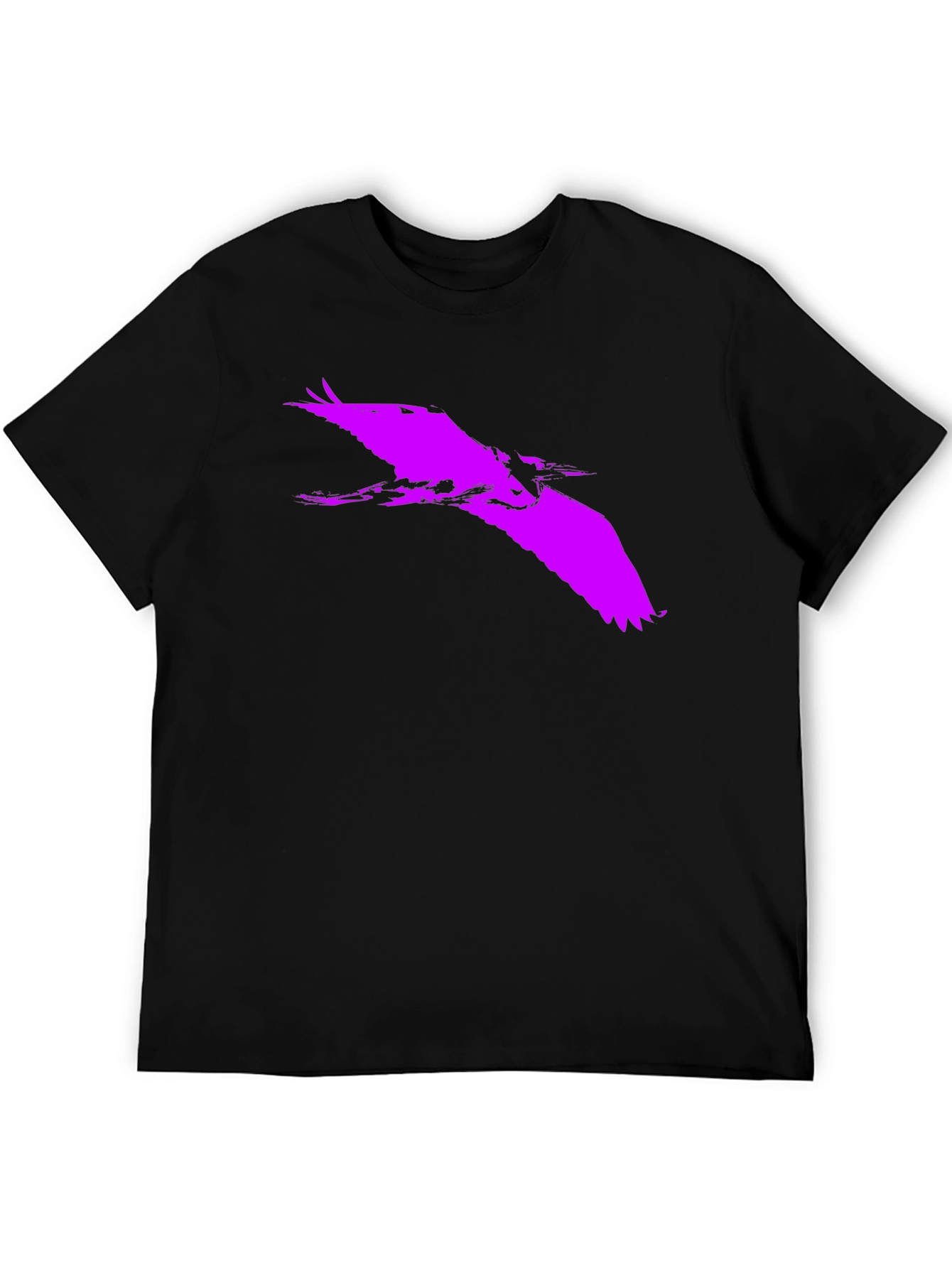 Bold Purple Heron Silhouette on Black Tee