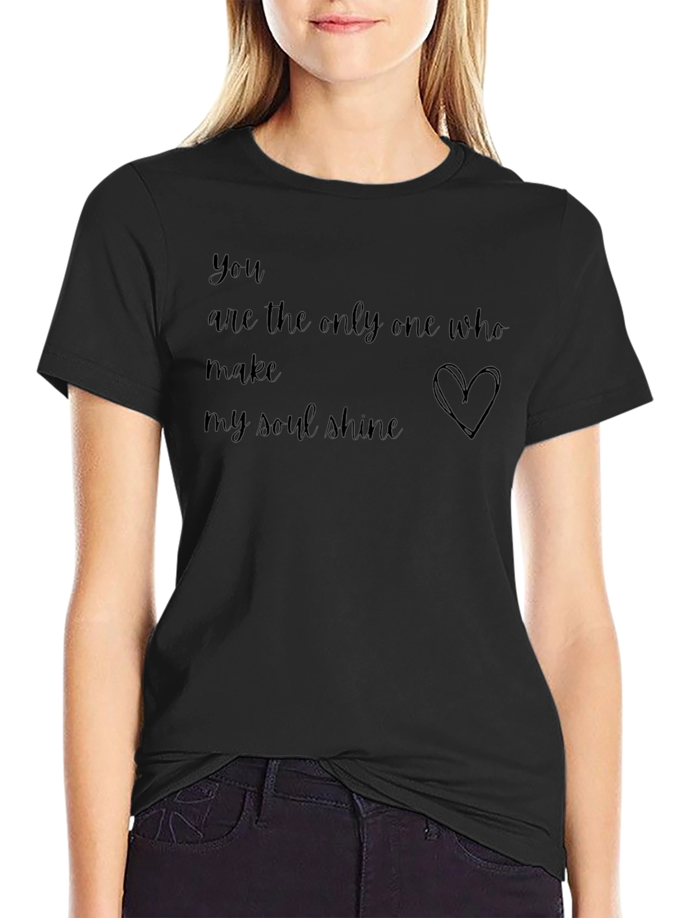 Romantic You Shine Graphic Black T-Shirt