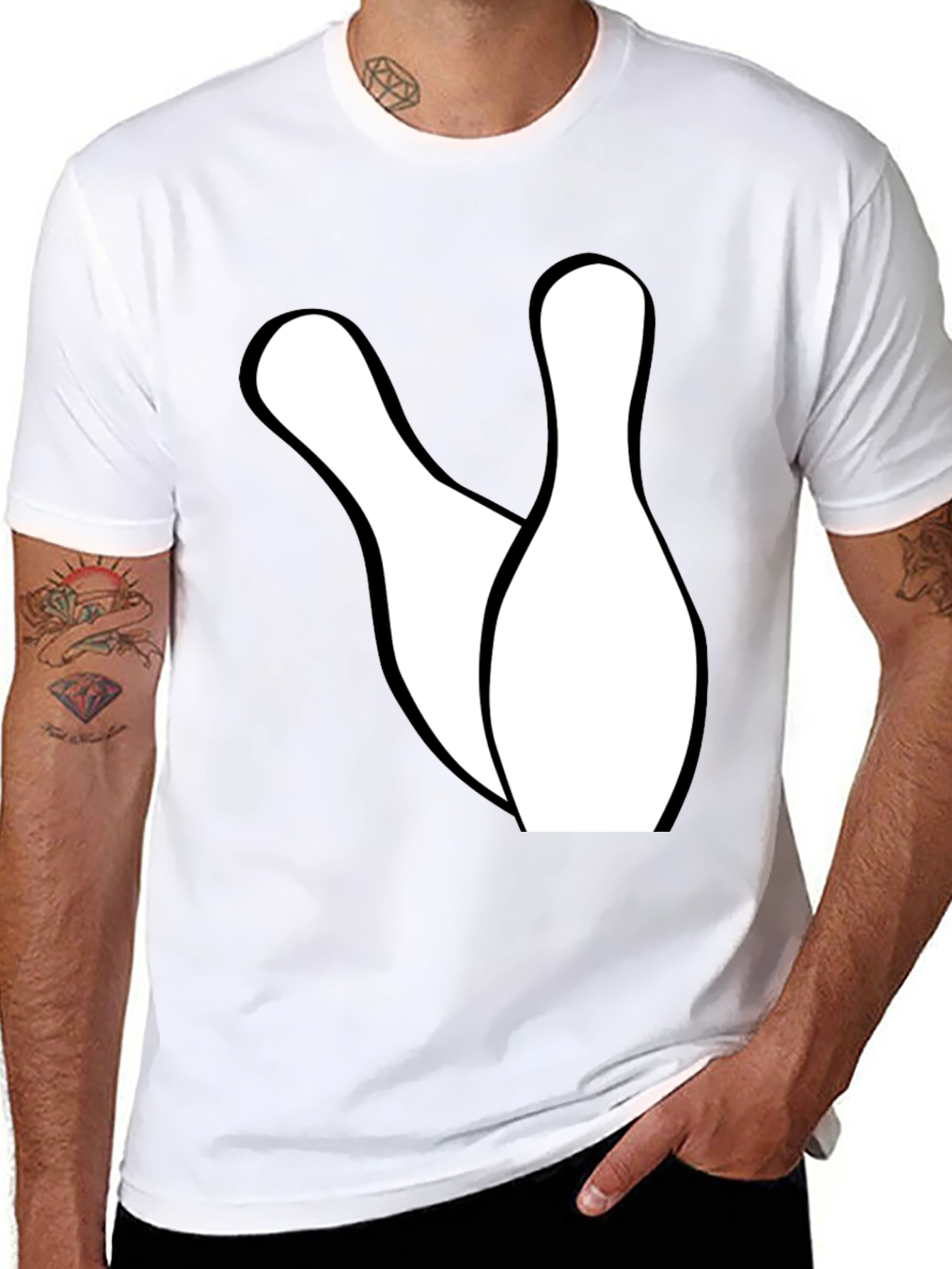 Bowling Pins Graphic Tee - Black Cotton Casual Shirt