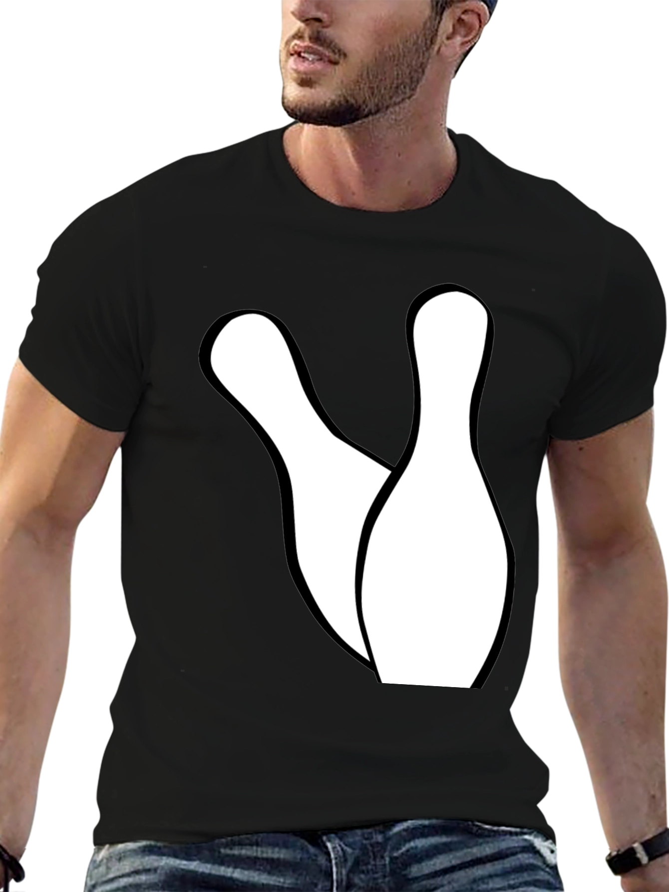 Bowling Pins Graphic Tee - Black Cotton Casual Shirt