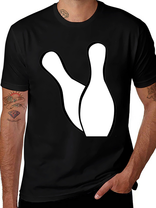 Bowling Pins Graphic Tee - Black Cotton Casual Shirt