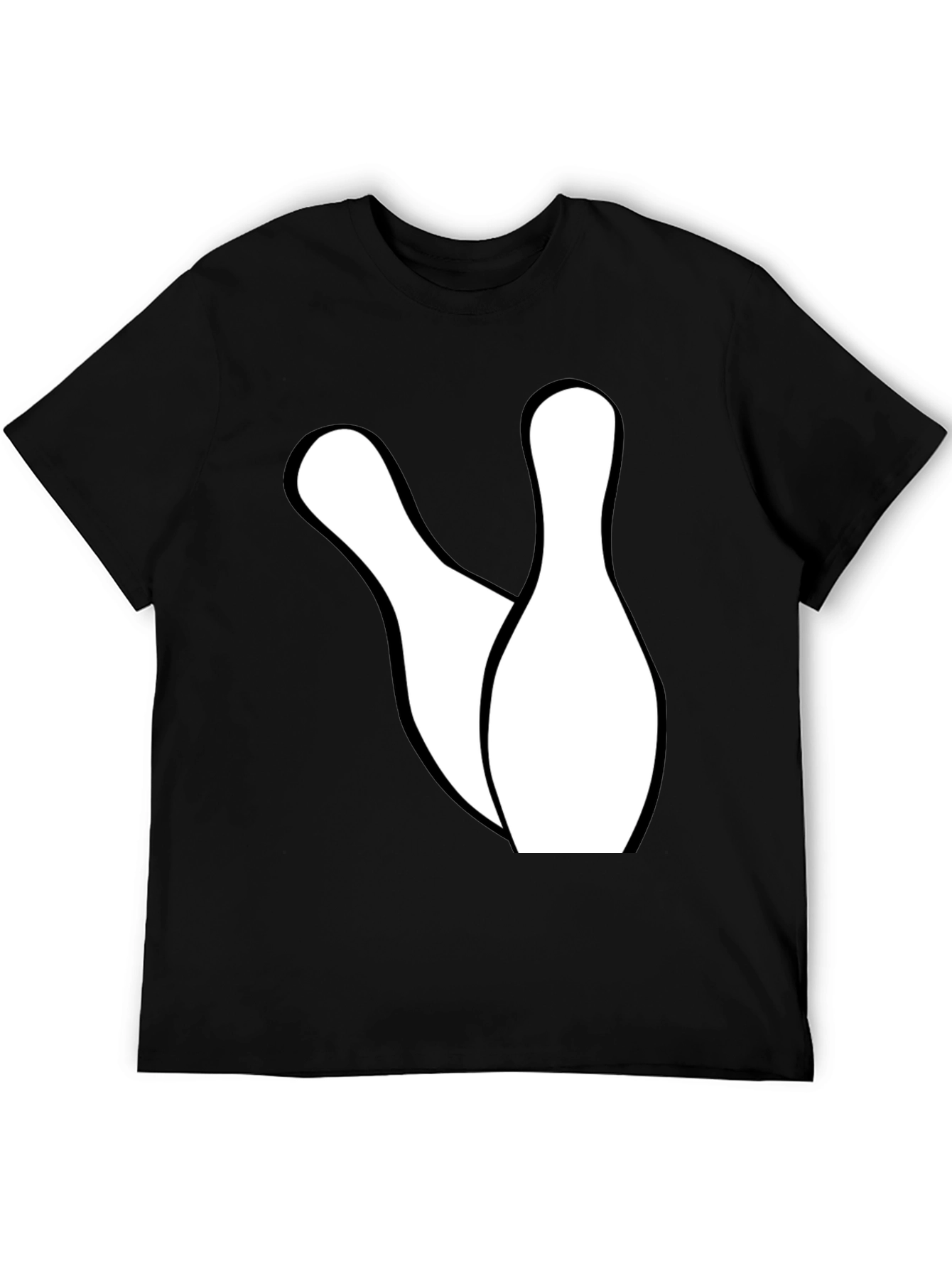Bowling Pins Graphic Tee - Black Cotton Casual Shirt