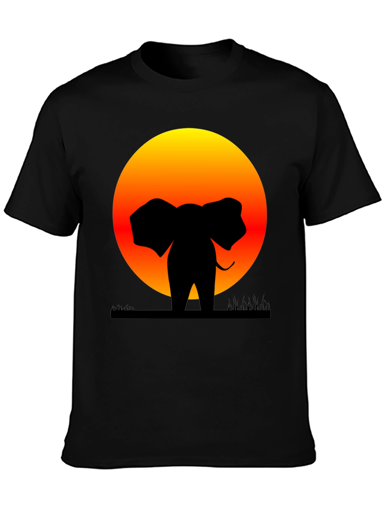 Elephant Sunset Graphic Tee - Stylish Black T-Shirt