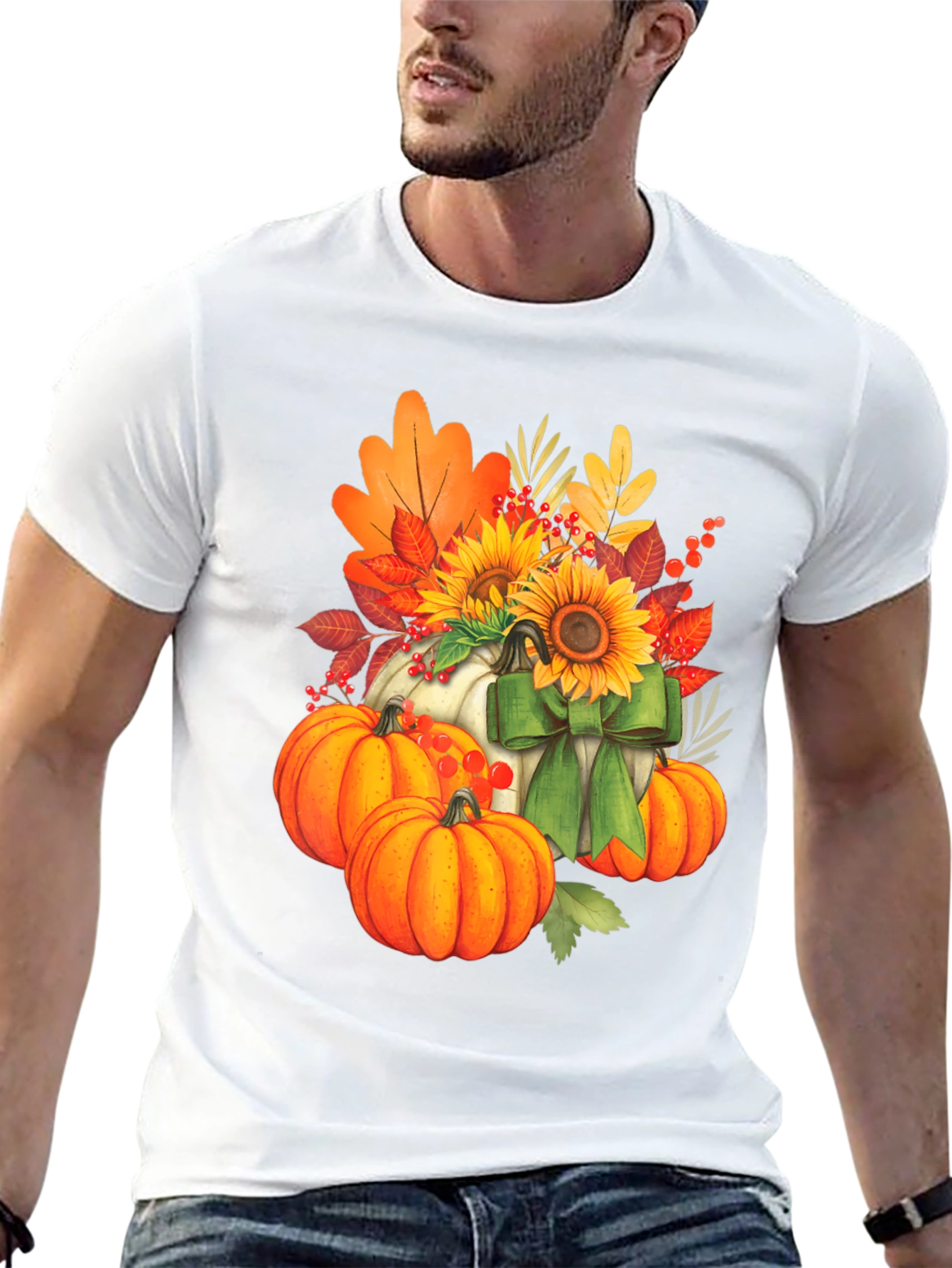 Fall Harvest Pumpkin & Sunflower Graphic Tee