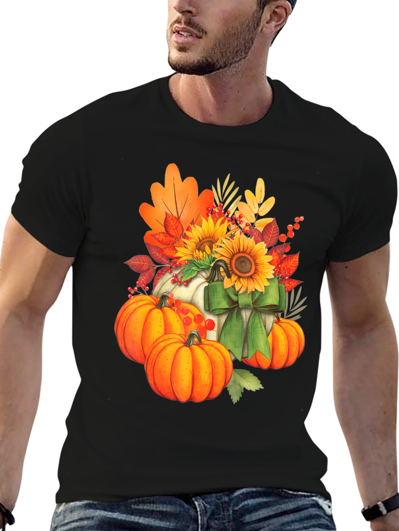 Fall Harvest Pumpkin & Sunflower Graphic Tee
