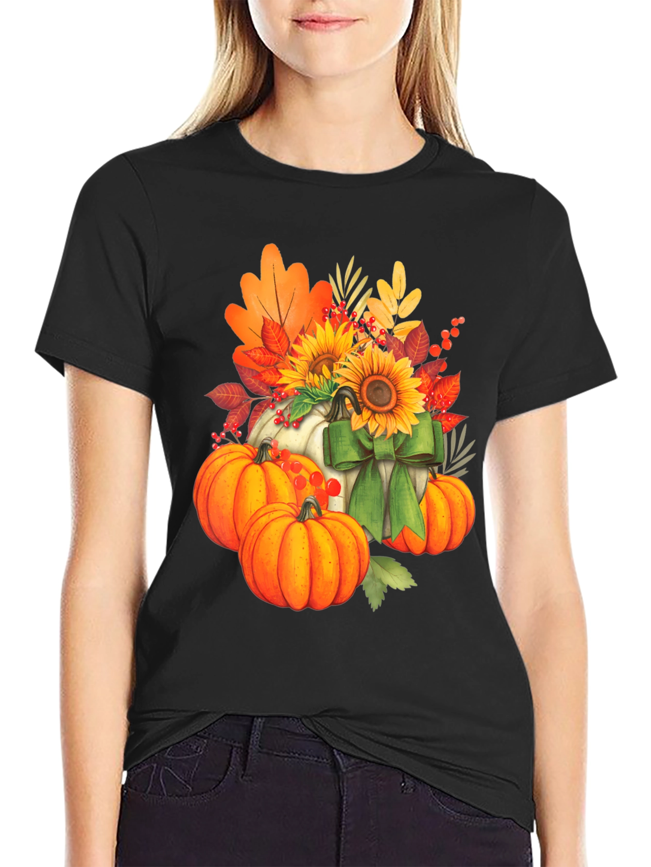Fall Harvest Pumpkin & Sunflower Graphic Tee