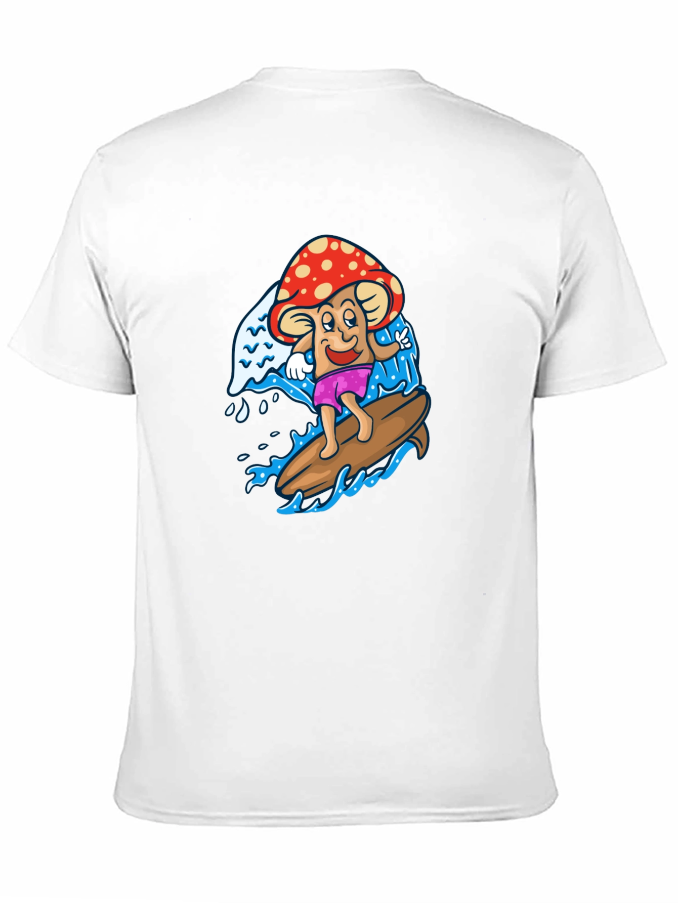 Surfing Mushroom Graphic Tee - Cool Black T-Shirt