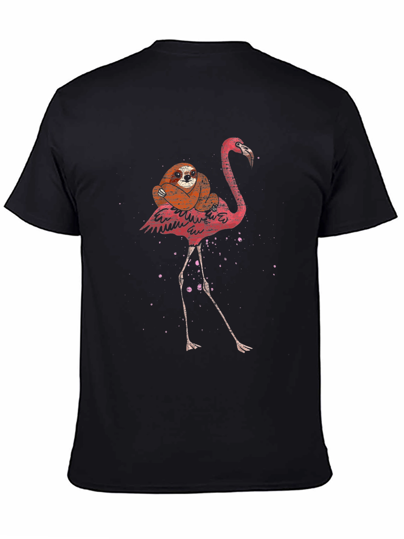 Sloth Riding Flamingo Graphic T-Shirt