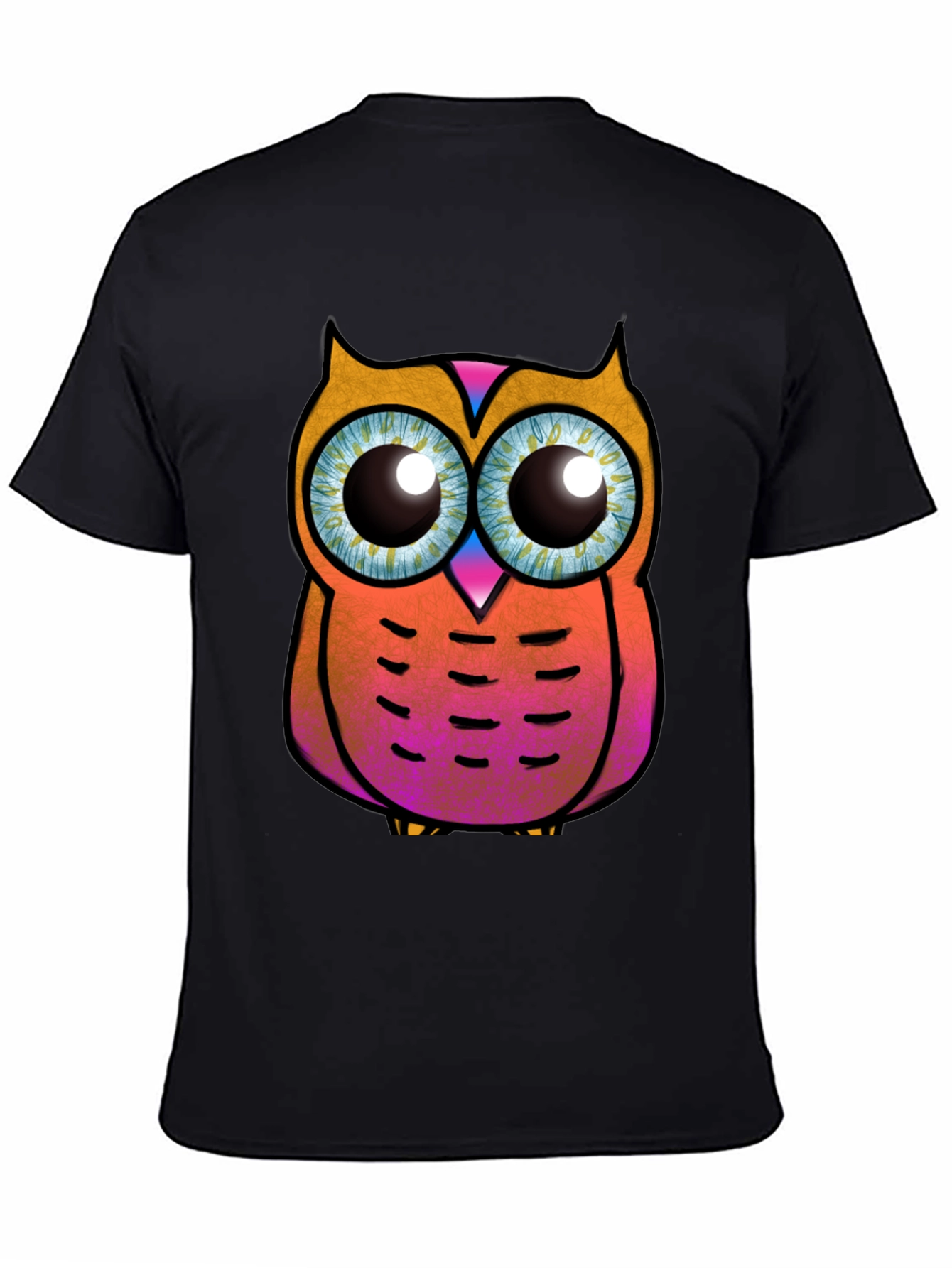 Funky Owl Graphic Tee - Black Cotton T-Shirt