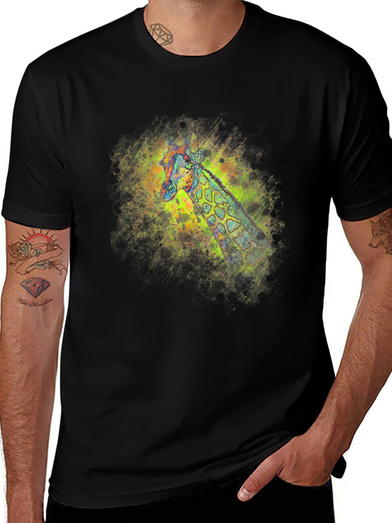 Cool Giraffe Graphic T-Shirt - Artistic Design