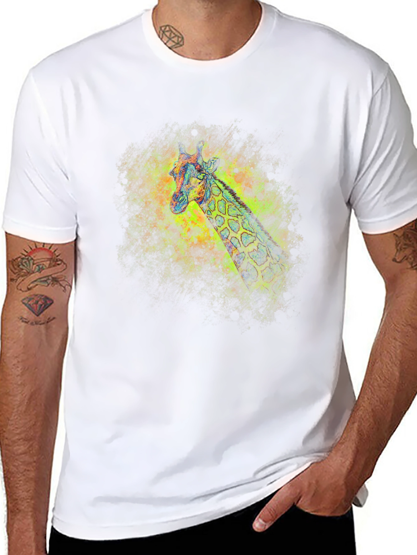 Cool Giraffe Graphic T-Shirt - Artistic Design