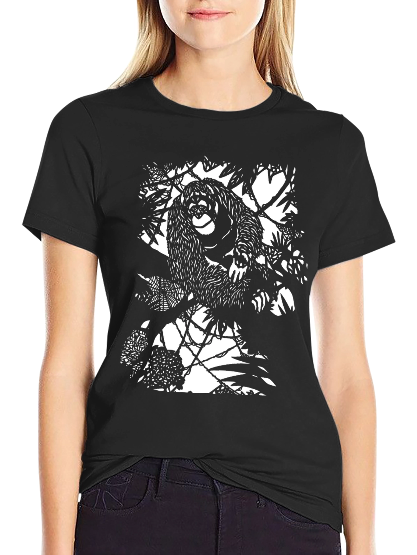 Orangutan Silhouette Tee - Black Graphic T-Shirt