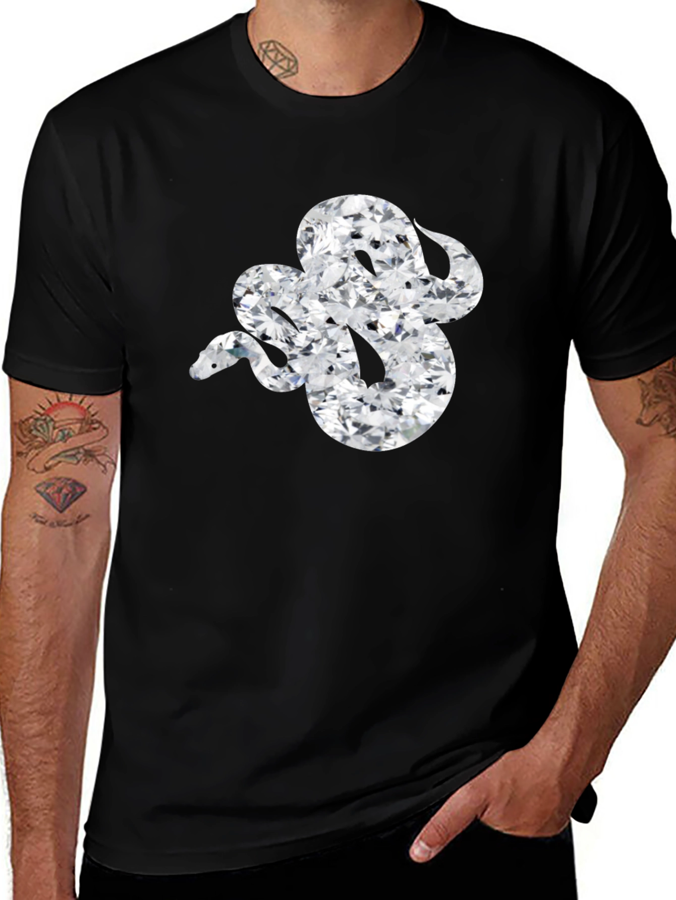 Diamond Snake Graphic Tee - Sleek Black