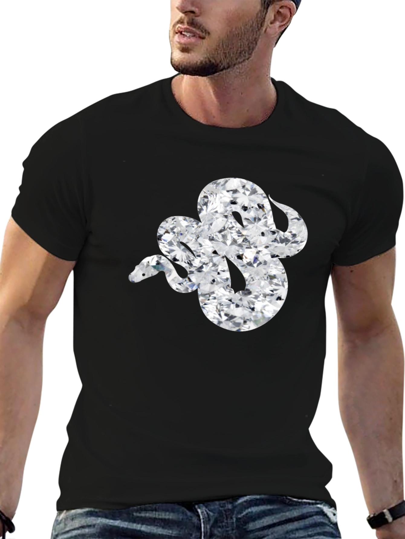 Diamond Snake Graphic Tee - Sleek Black