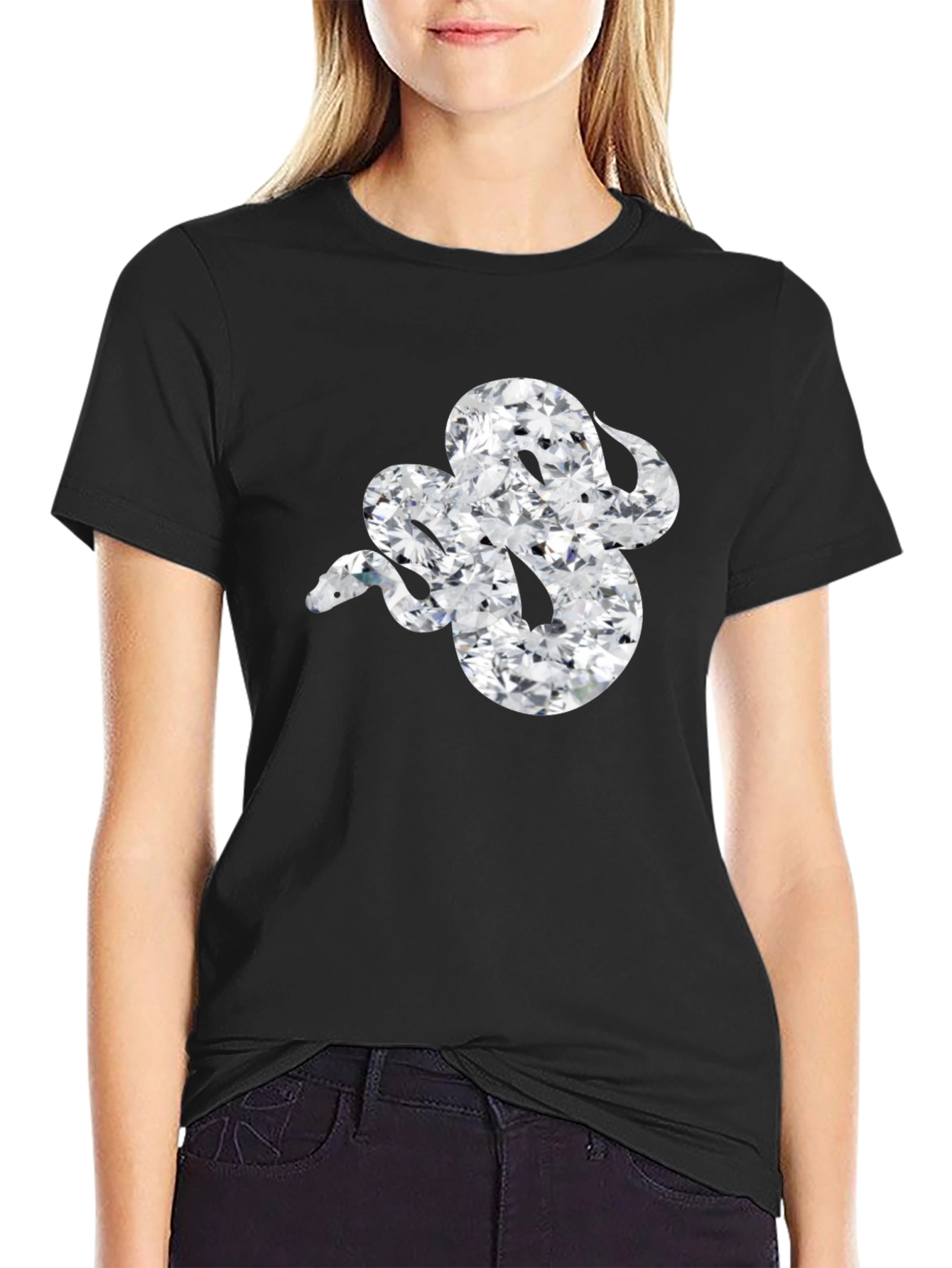 Diamond Snake Graphic Tee - Sleek Black