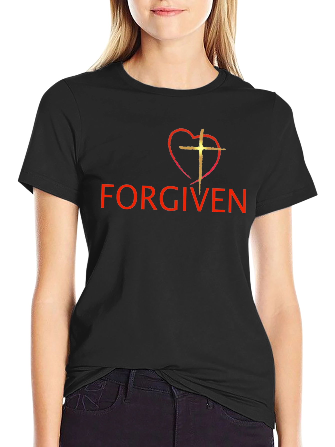 Forgiven Heart Cross Graphic T-Shirt