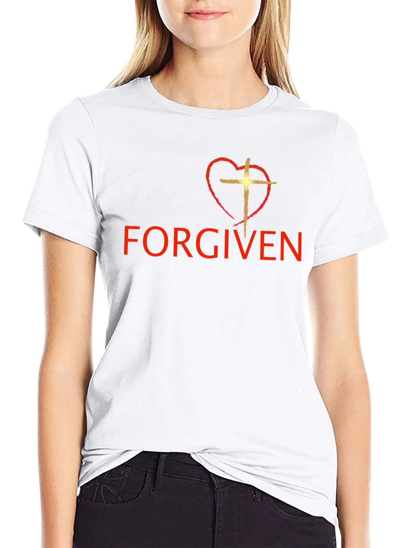 Forgiven Heart Cross Graphic T-Shirt