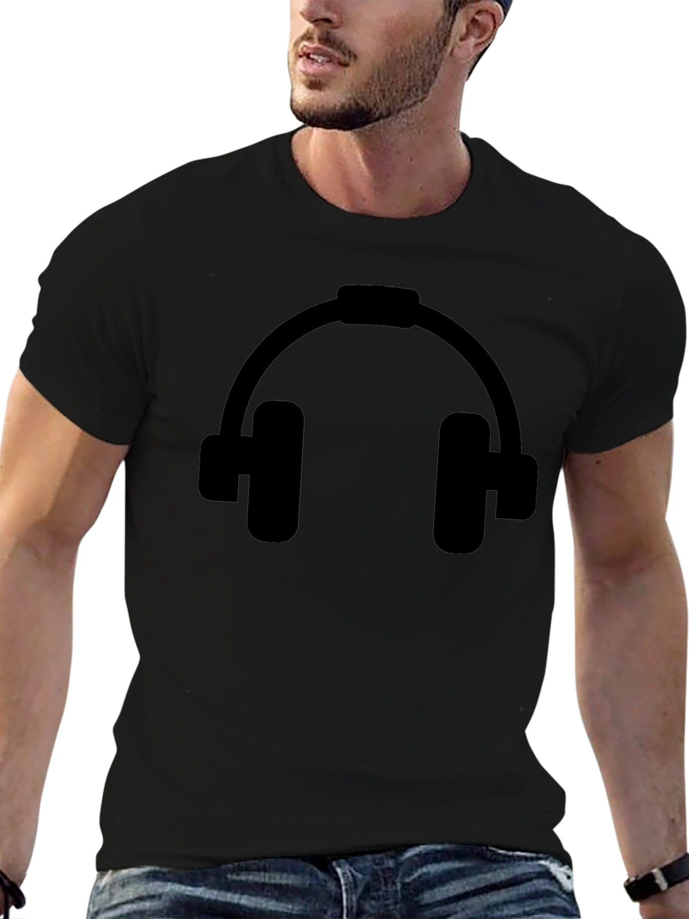 Headphone Graphic Black T-Shirt