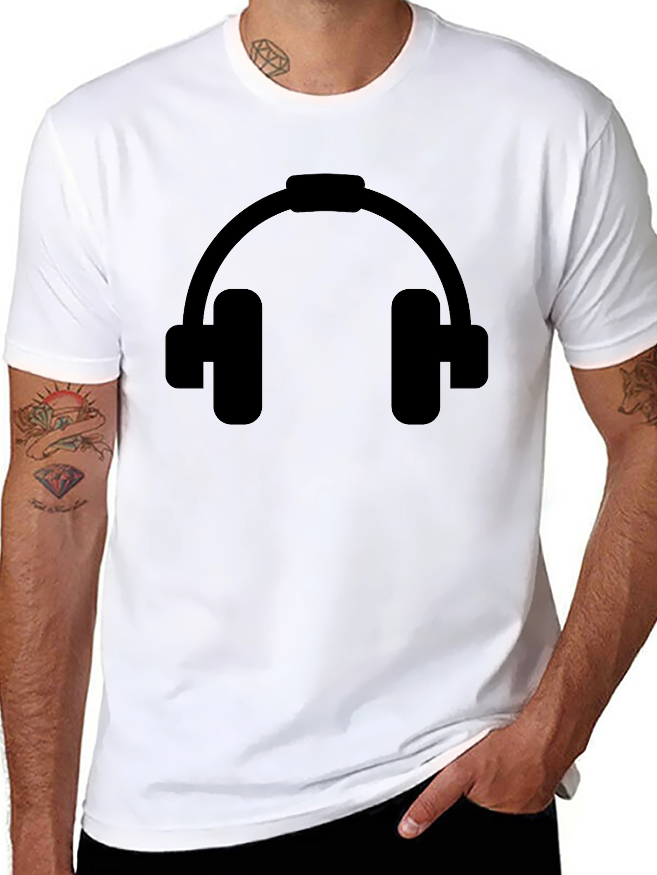 Headphone Graphic Black T-Shirt