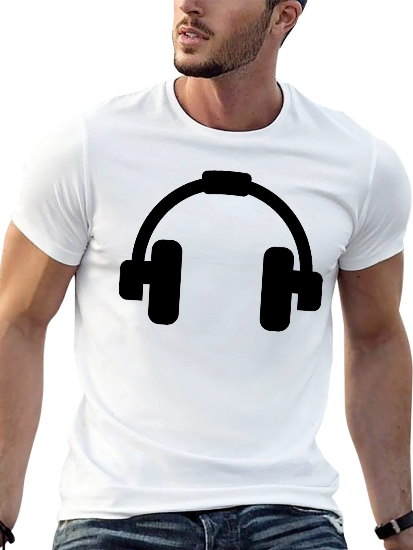 Headphone Graphic Black T-Shirt