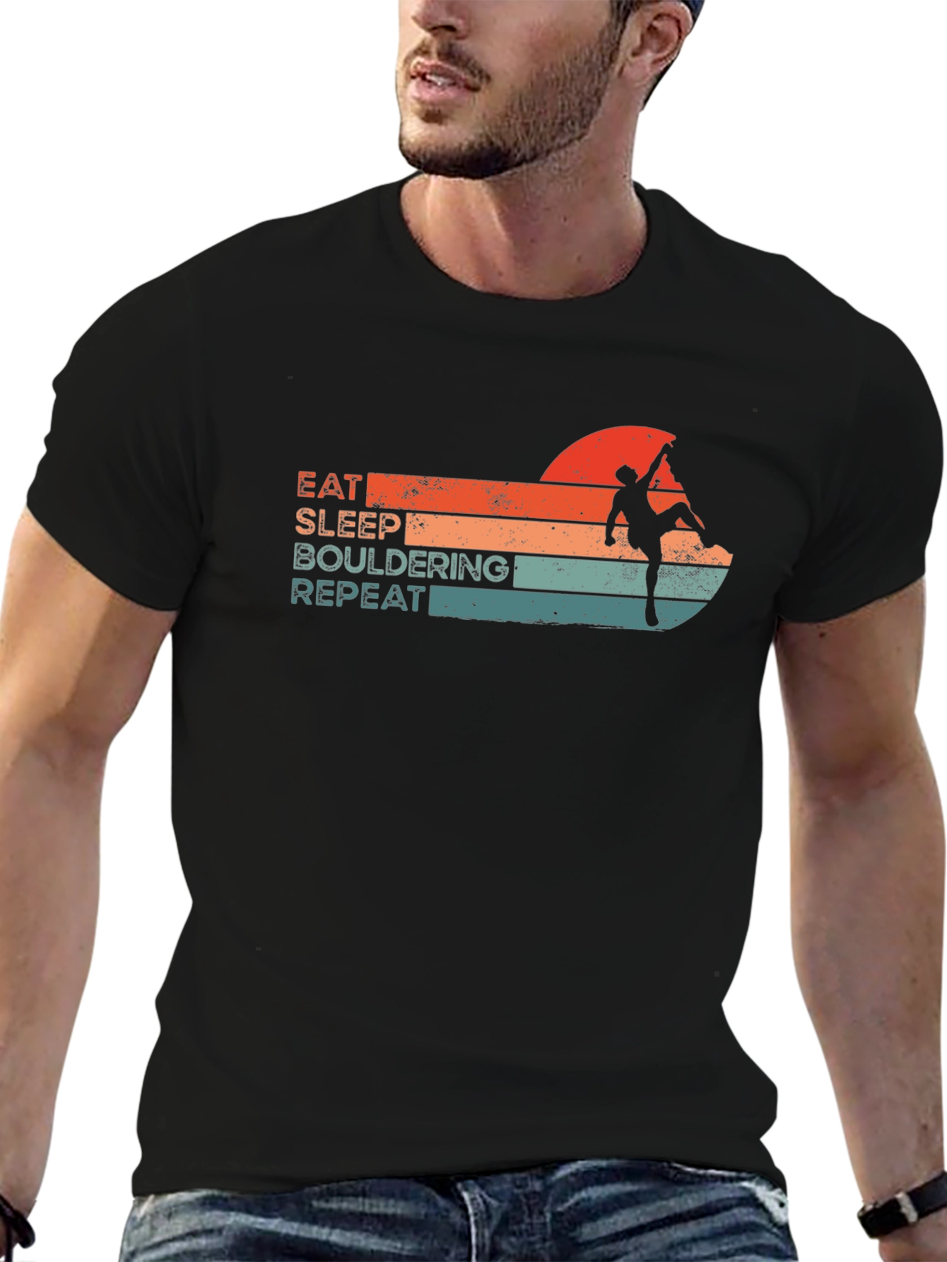 Eat Sleep Bouldering Repeat Graphic Tee