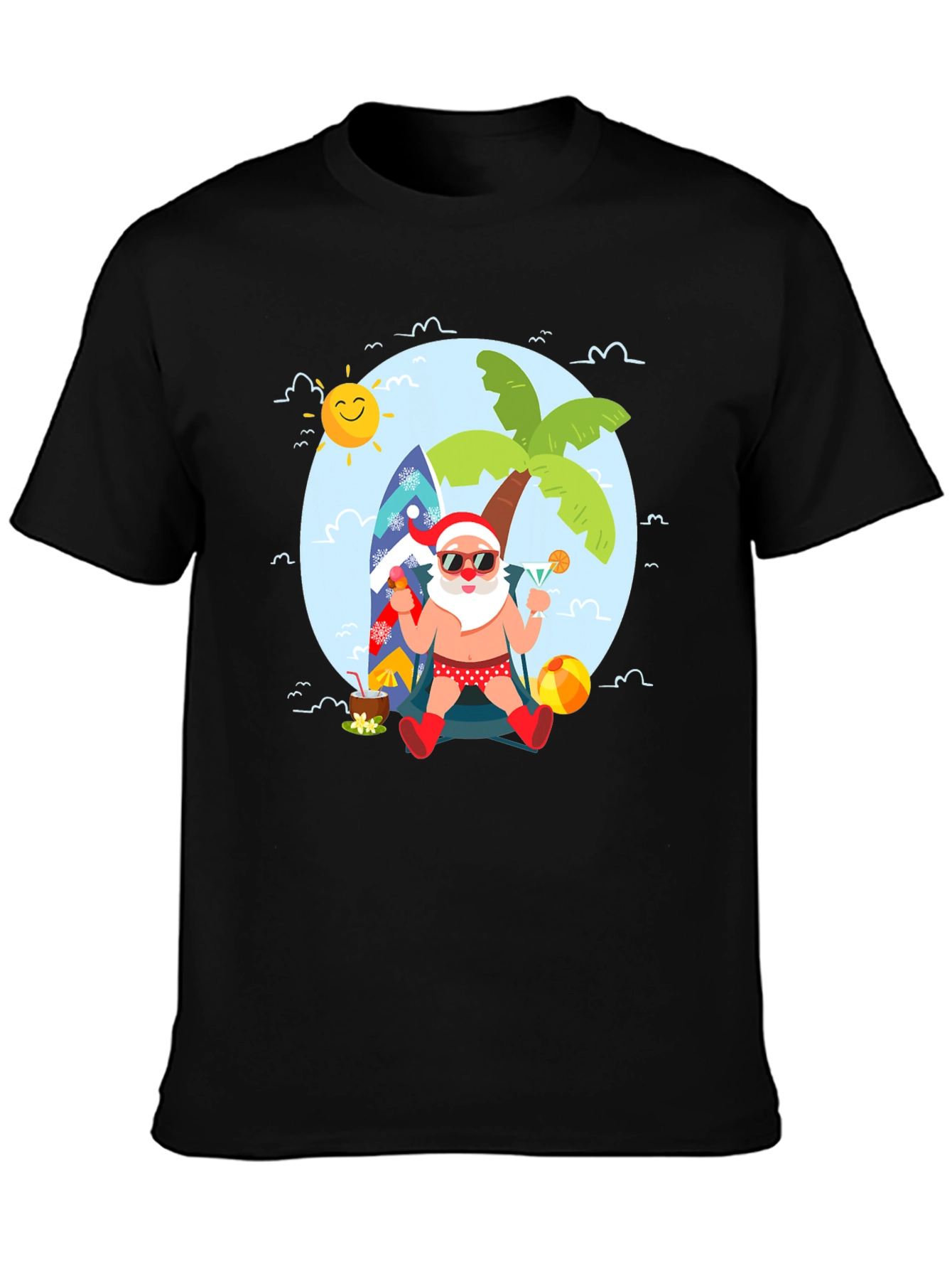 Tropical Santa T-Shirt: Beach Holiday Design