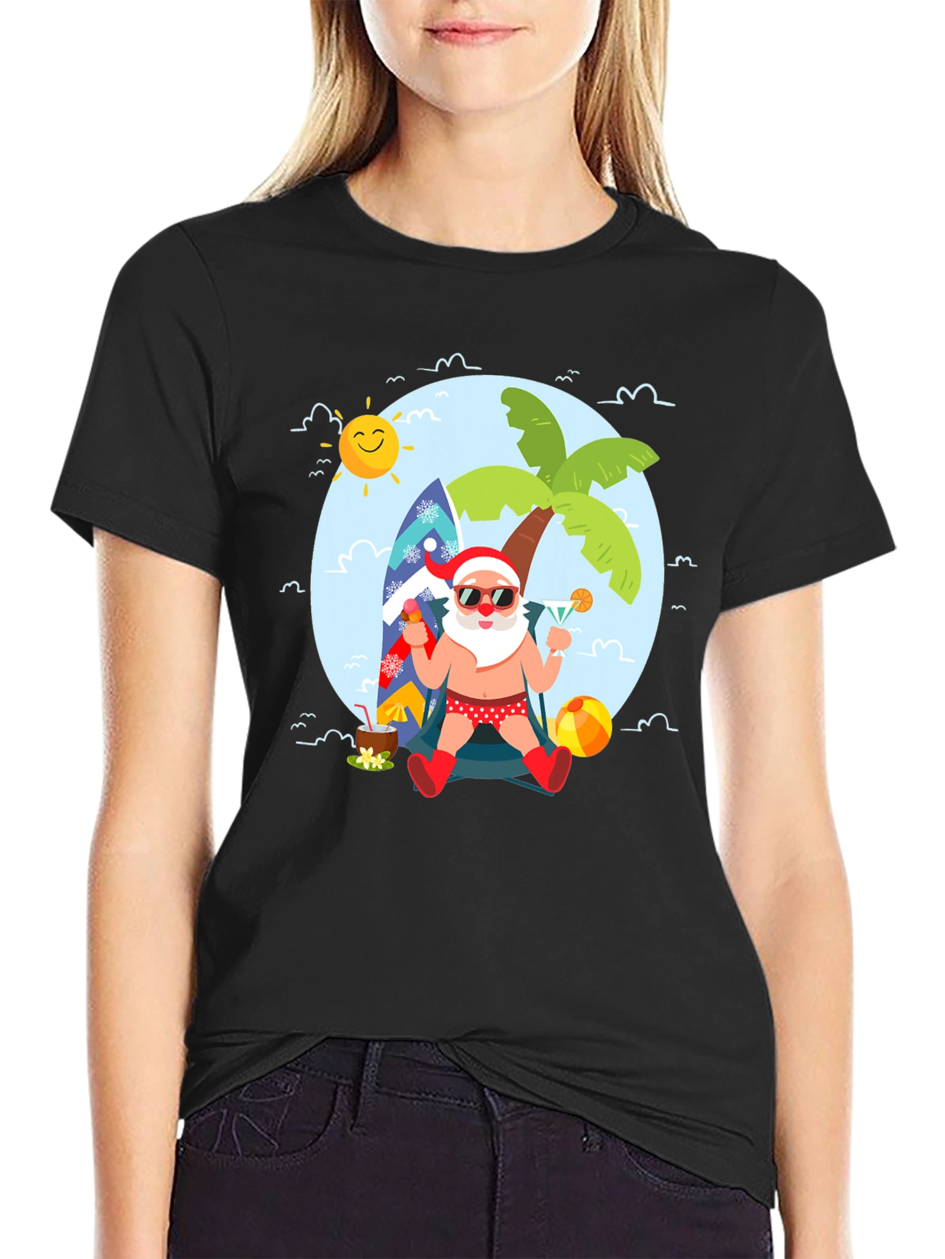 Tropical Santa T-Shirt: Beach Holiday Design