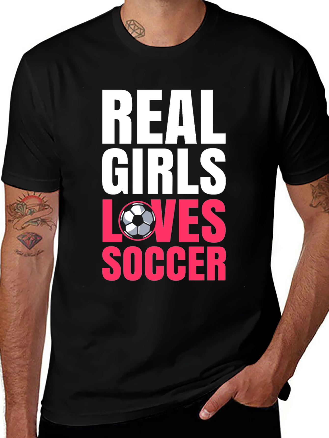 Real Girls Love Soccer Black T-Shirt