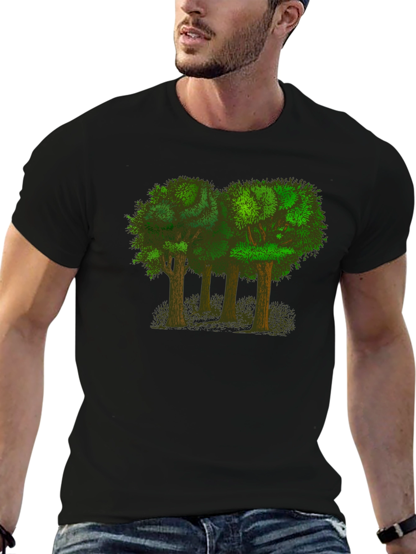 Arboreal Tee: Forest Graphic Black T-Shirt