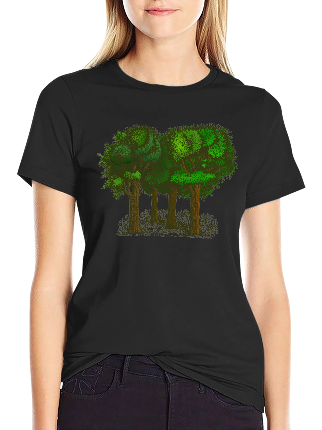 Arboreal Tee: Forest Graphic Black T-Shirt