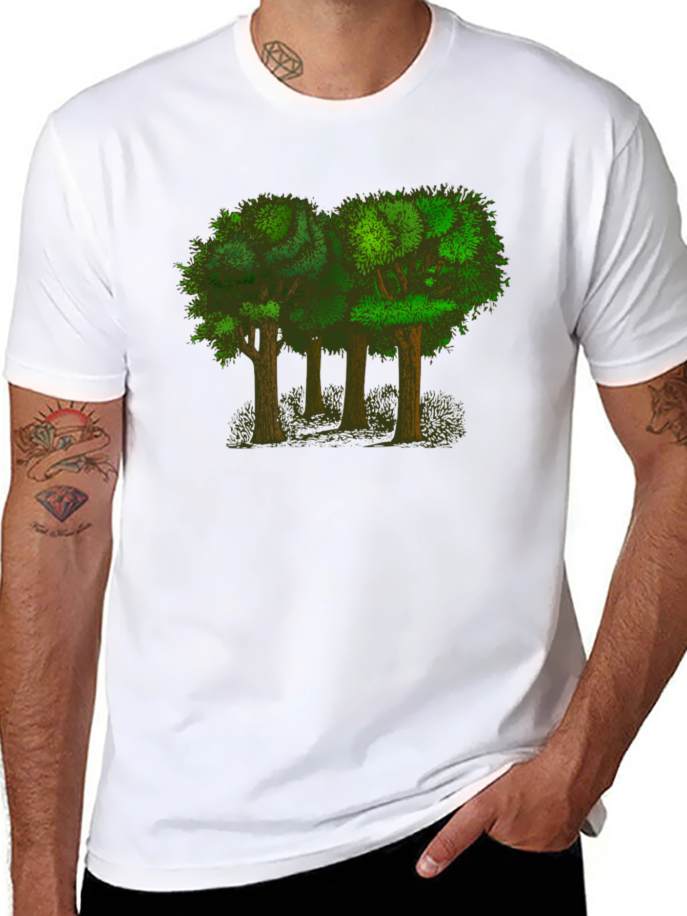 Arboreal Tee: Forest Graphic Black T-Shirt