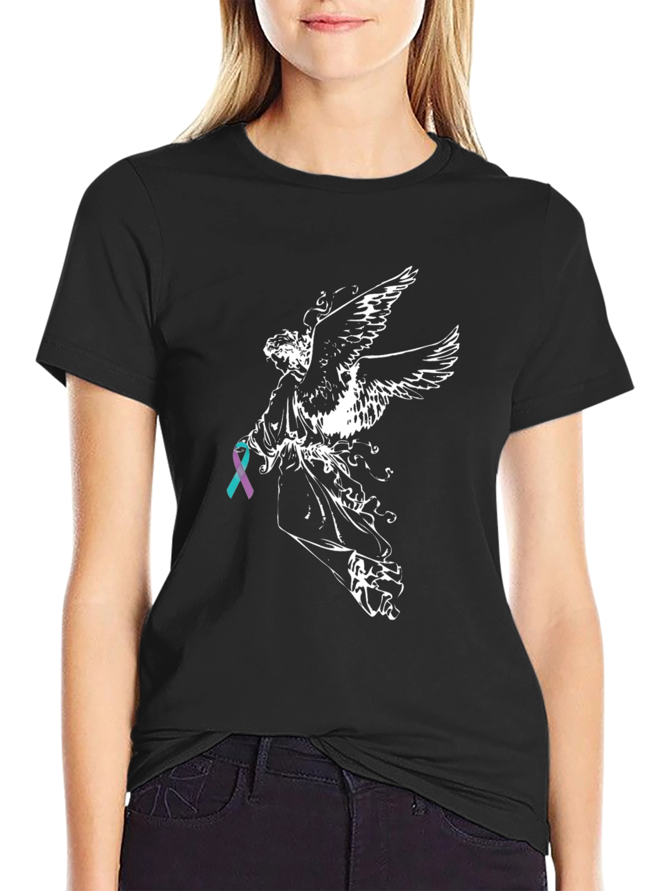 Angel Wings Ribbon Graphic T-Shirt