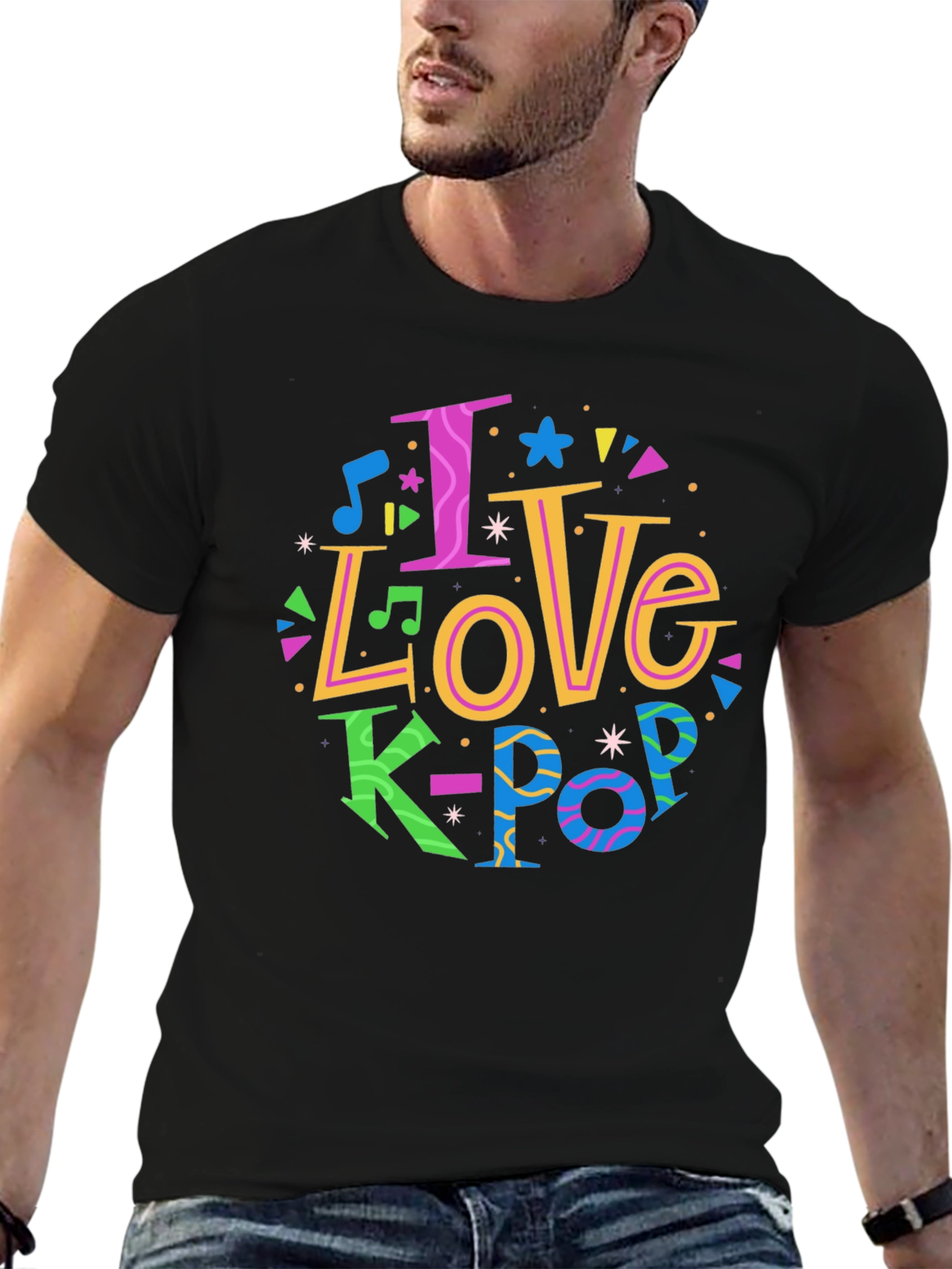 I Love K-Pop Graphic Tee - Black Unisex T-Shirt