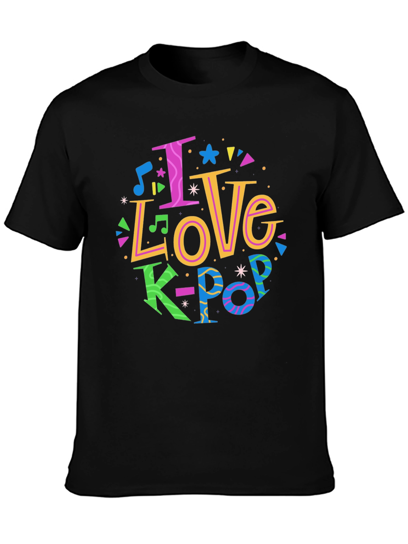 I Love K-Pop Graphic Tee - Black Unisex T-Shirt