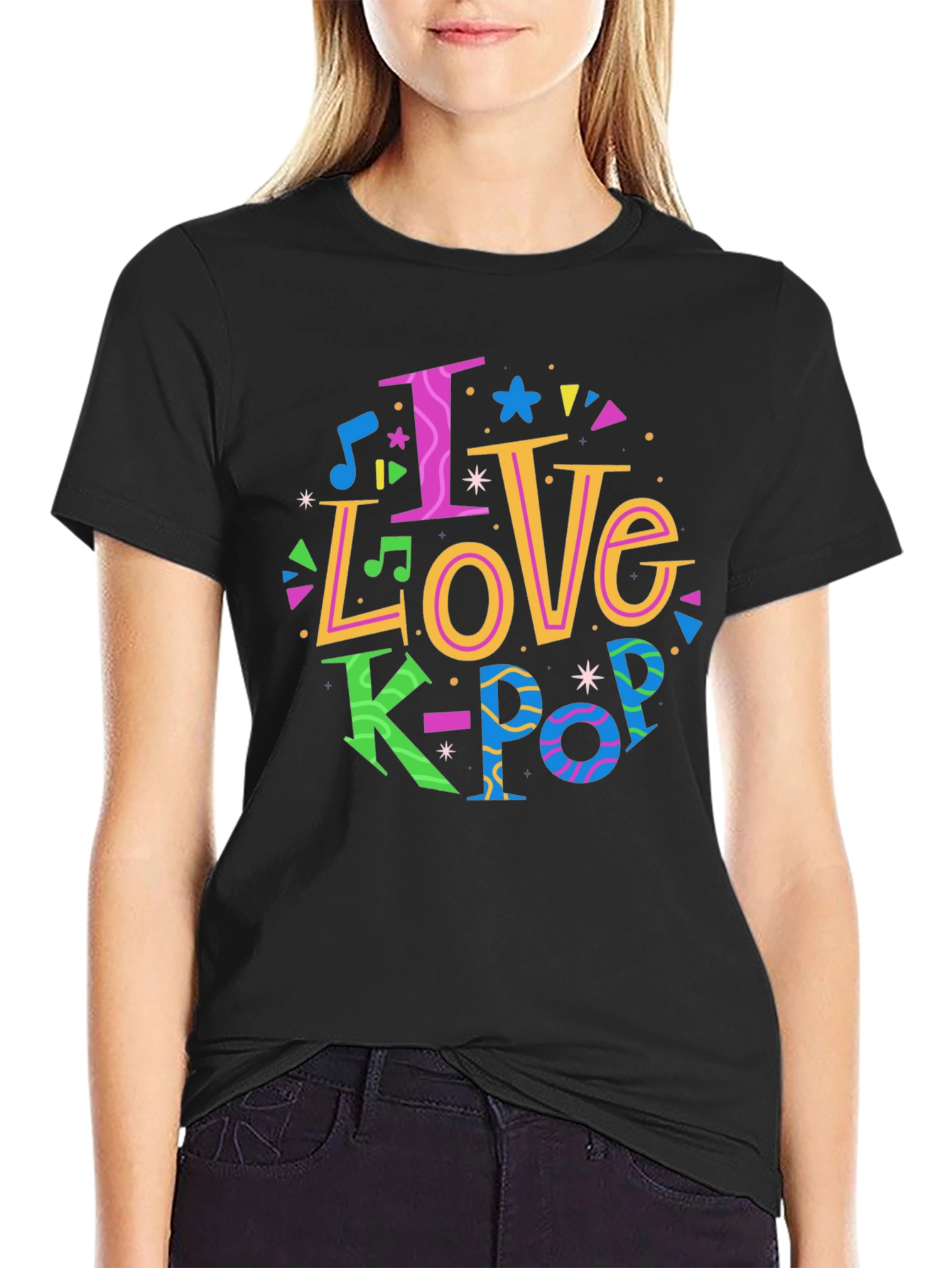 I Love K-Pop Graphic Tee - Black Unisex T-Shirt