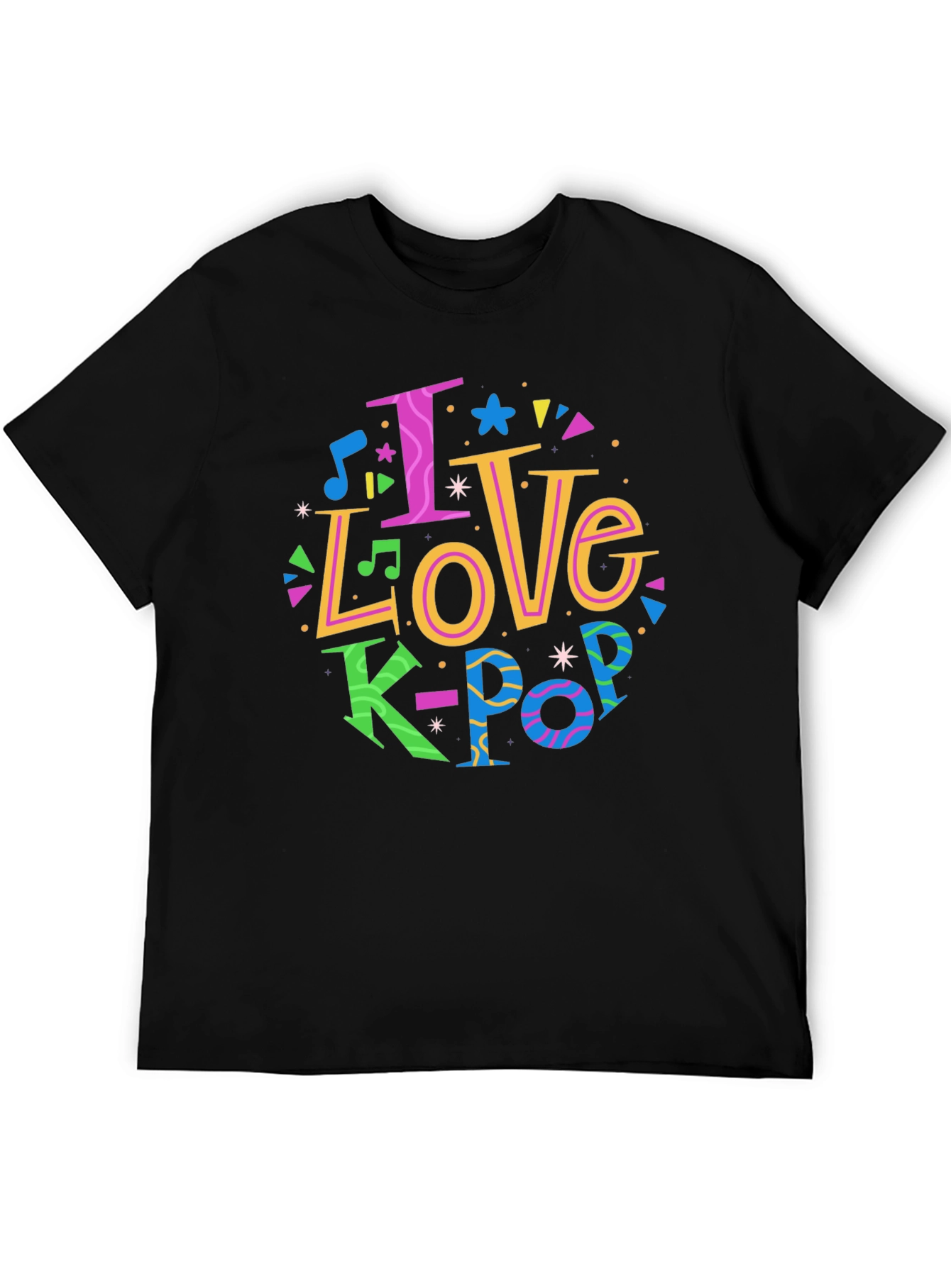 I Love K-Pop Graphic Tee - Black Unisex T-Shirt