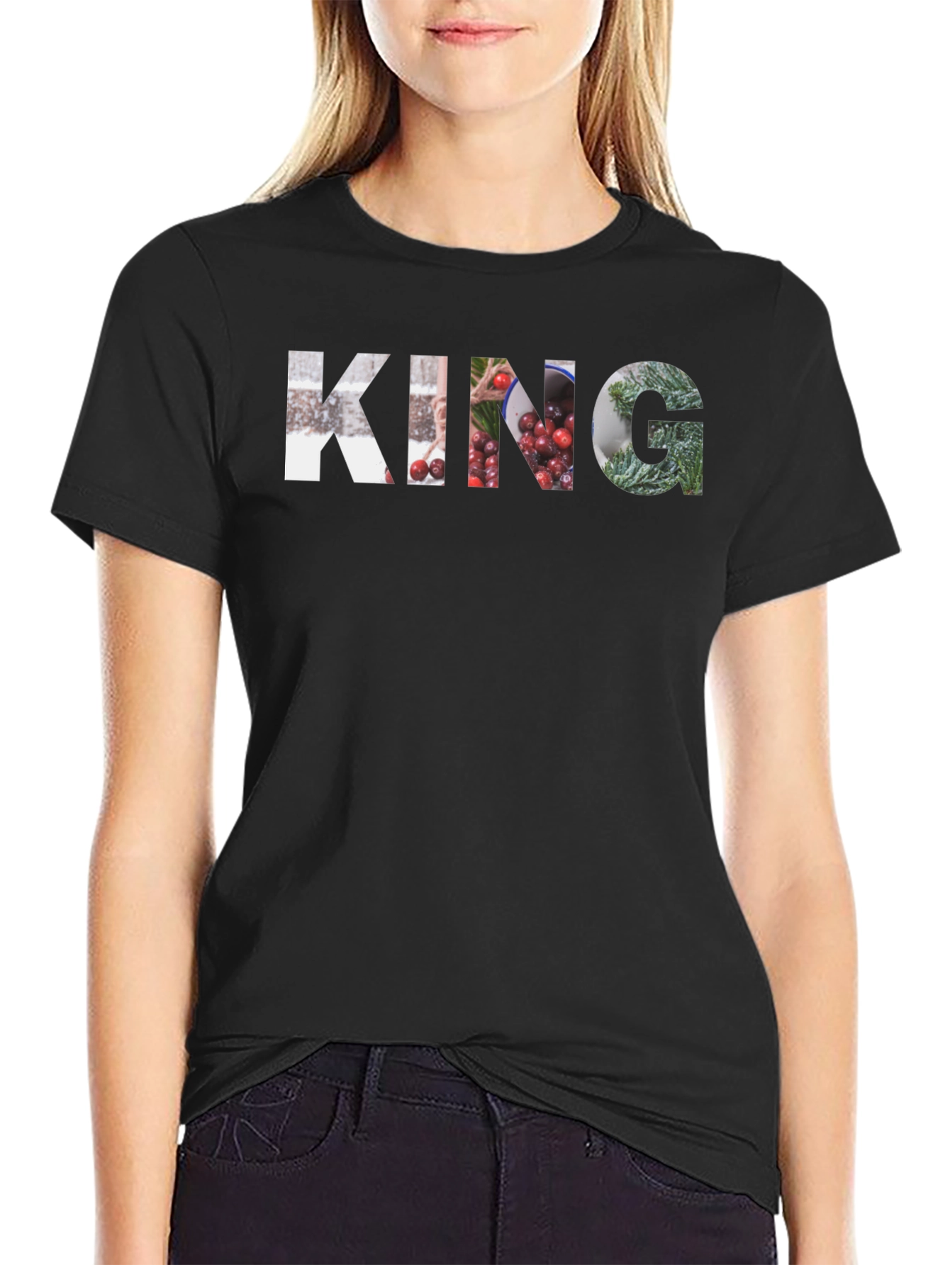 King Graphic Print Black T-Shirt