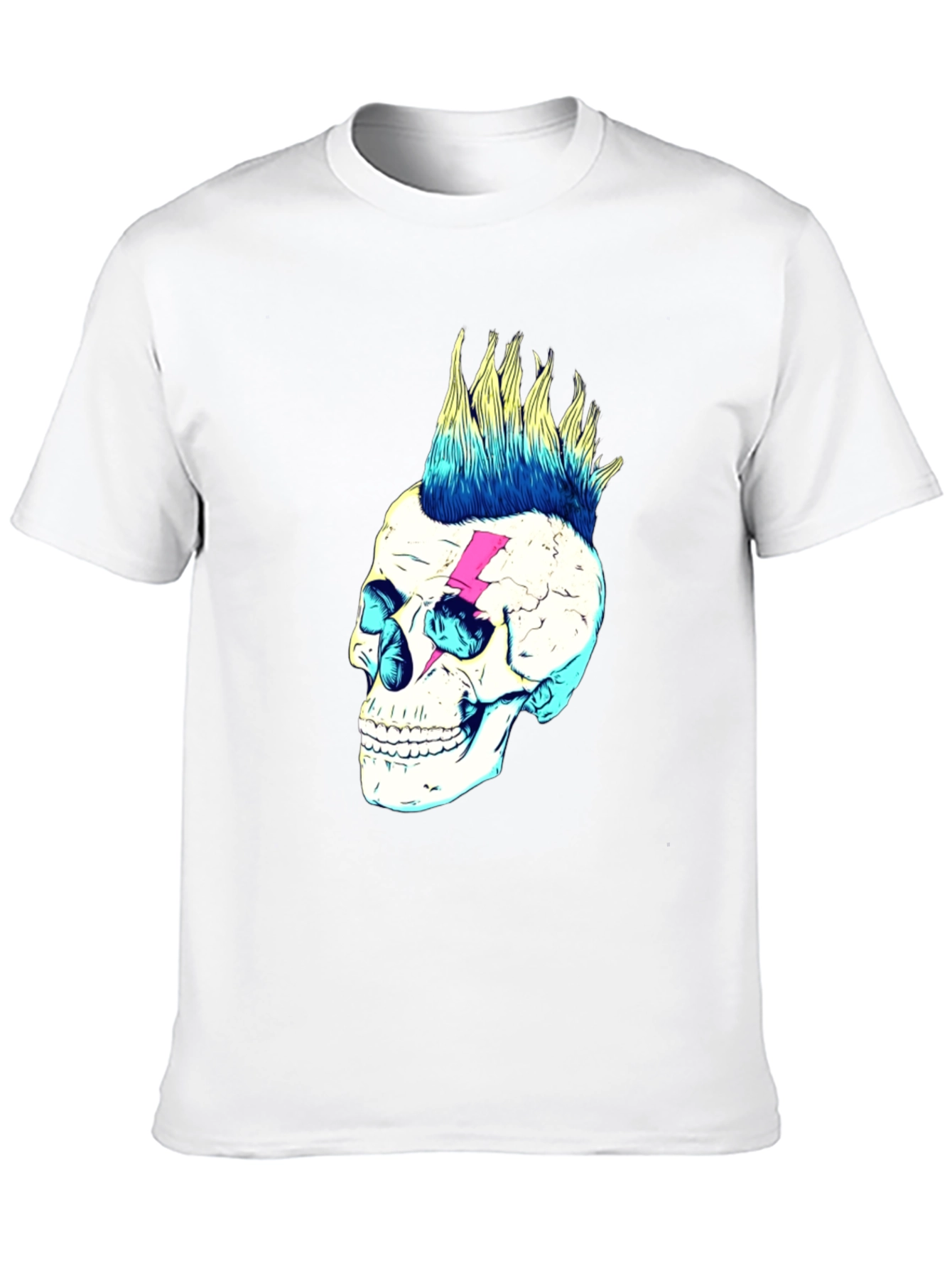 Skull Lightning Bolt Graphic Tee - Black