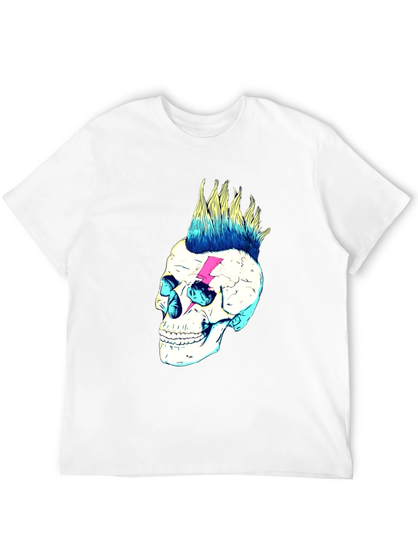 Skull Lightning Bolt Graphic Tee - Black