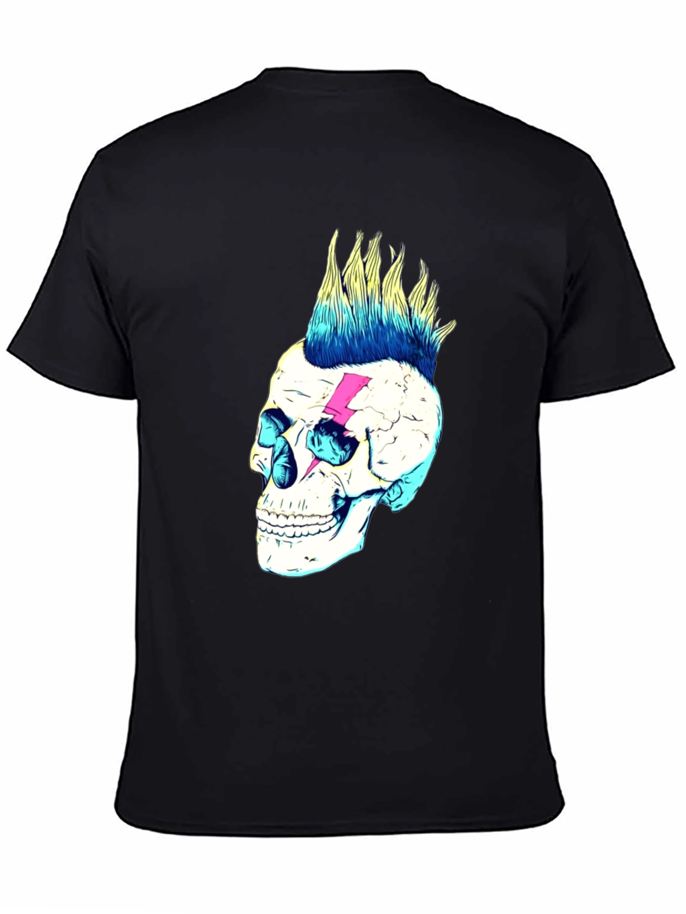 Skull Lightning Bolt Graphic Tee - Black